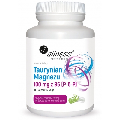 Taurynian Magnezu 100 mg z B6 (P-5-P) x 100 vege caps  Aliness