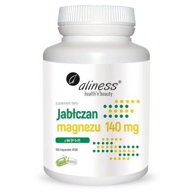 Jabłczan magnezu 140 mg z B6 (P-5-P) x 100 Vege caps. Aliness