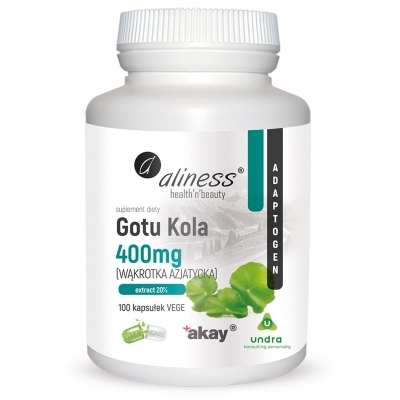 Gotu Kola (Centella asiatica, wąkrotka azjatycka) 400 mg x 100 Vege caps. Aliness