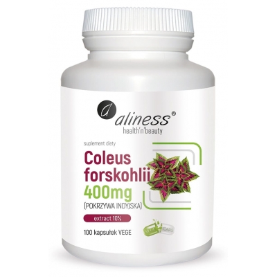 Coleus forskohlii 10% 400mg (pokrzywa indyjska) x 100 Vege caps. Aliness