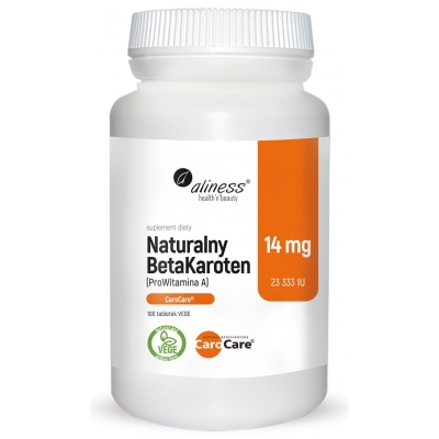 Naturalny BetaKaroten 14 mg (ProWitamina A) x 100 tab. vege Aliness