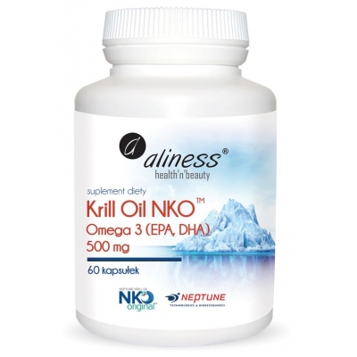 Krill Oil NKO Omega 3 z Astaksantyną, 500 mg 60 kapsułek. Aliness