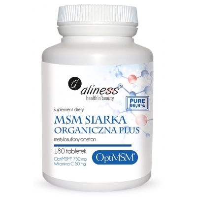 MSM Siarka Organiczna PLUS x 180 tabletek Aliness