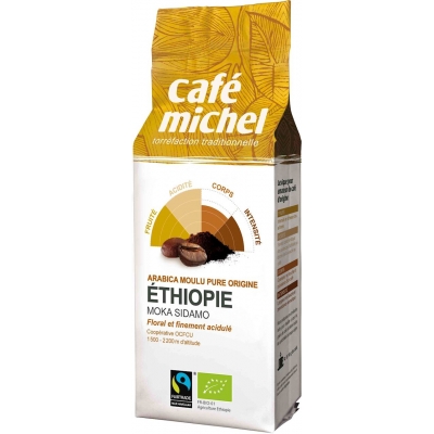 KAWA MIELONA ARABICA 100 % MOKA SIDAMO ETIOPIA FAIR TRADE BIO 250 g - CAFE MICHEL