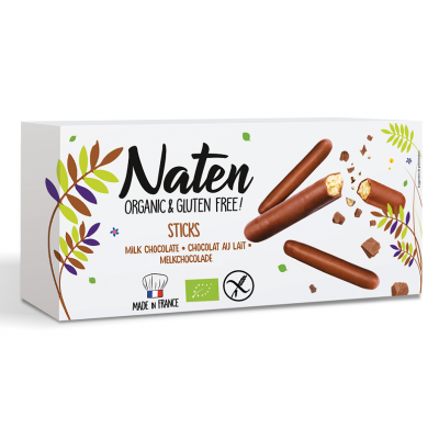 CIASTKA W POLEWIE CZEKOLADOWEJ STICKS BEZGLUTENOWE BIO 130 g - NATEN