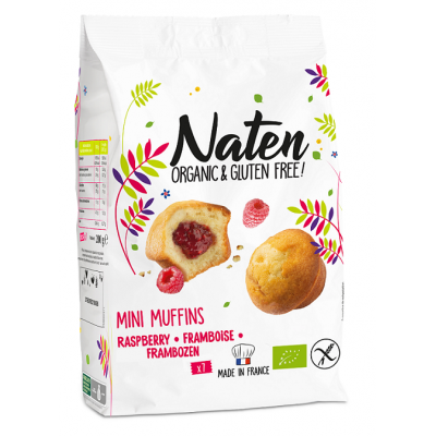 MINI MUFFINKI Z NADZIENIEM MALINOWYM BEZGLUTENOWE BIO 200 g - NATEN