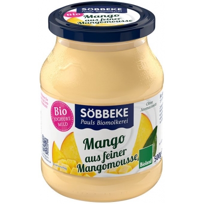 JOGURT MANGO (7,5 % TŁUSZCZU W MLEKU) BIO 500 g (SŁOIK) - SOBBEKE