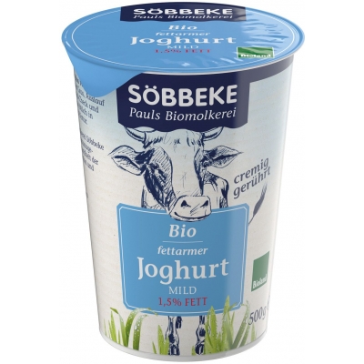 JOGURT NATURALNY (1,5 % TŁUSZCZU W MLEKU) BIO 500 g - SOBBEKE