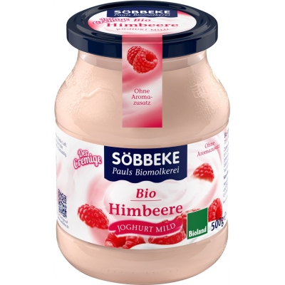 JOGURT MALINOWY (7,5 % TŁUSZCZU W MLEKU) BIO 500 g (SŁOIK) - SOBBEKE