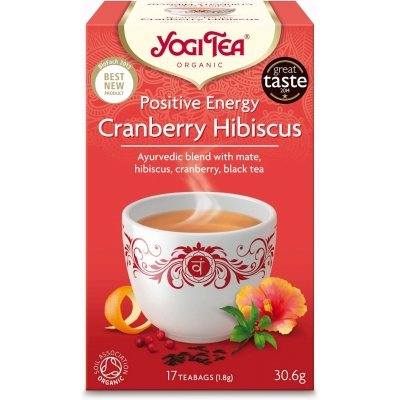 HERBATKA POZYTYWNA ENERGIA ŻURAWINA - HIBISKUS (POSITIVE ENERGY CRANBERRY HIBISCUS) BIO (17 x 1,8 g) 30,6 g - YOGI TEA