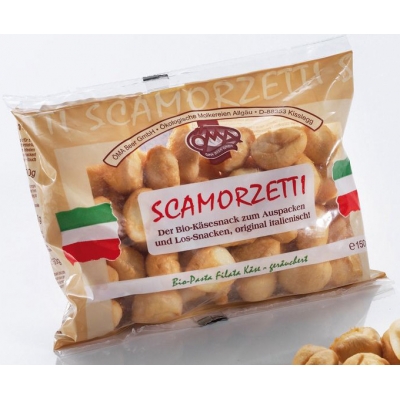 PRZEKĄSKI SEROWE WĘDZONE BIO (SCAMORZETTI AFFUMICATE) 150 g - OMA