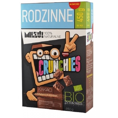 CRUNCHIES ŻYTNIO - OWSIANE Z KAKAO BIO 450 g - MILZU