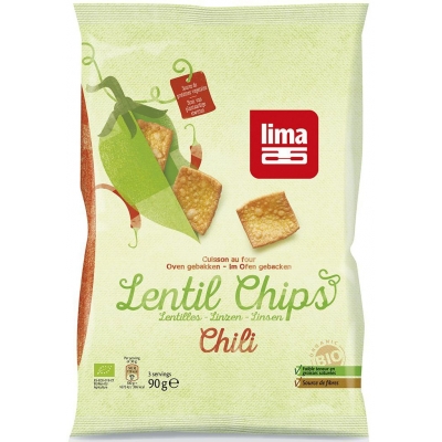 CHIPSY Z SOCZEWICY Z CHILI BIO 90 g - LIMA