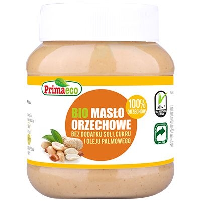 KREM Z PRAŻONYCH ORZESZKÓW ZIEMNYCH BEZGLUTENOWY BIO 360 g - PRIMAECO