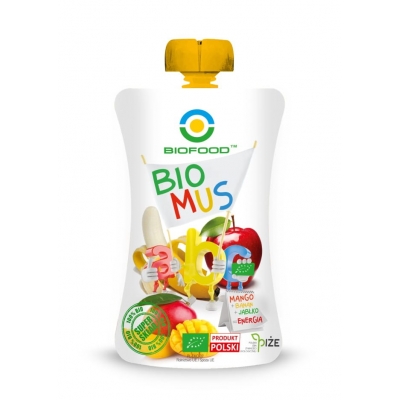 MUS MANGO - BANANOWO - JABŁKOWY BEZGLUTENOWY BIO 90 g - BIO FOOD