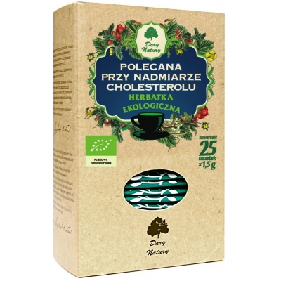 HERBATKA POLECANA PRZY NADMIARZE CHOLESTEROLU BIO (25 x 1,5 g) 37,5 g - DARY NATURY