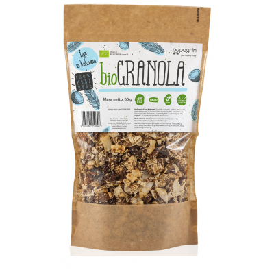 GRANOLA FIGA Z KOKOSEM BEZGLUTENOWA BIO 60 g - PAPAGRIN