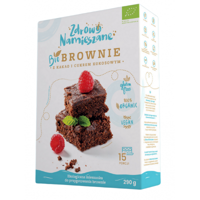 MIESZANKA NA BROWNIE Z KAKAO I CUKREM KOKOSOWYM BEZGLUTENOWA BIO 290 g - ZDROWO NAMIESZANE