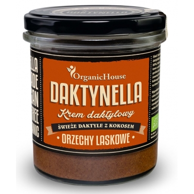 KREM KOKOSOWO - DAKTYLOWY ORZECHY LASKOWE BEZGLUTENOWY BIO 280 g - ORGANIC HOUSE (DAKTYNELLA)