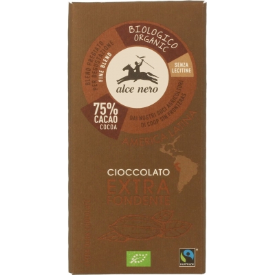 CZEKOLADA GORZKA 75 % FAIR TRADE BEZGLUTENOWA BIO 100 g - ALCE NERO