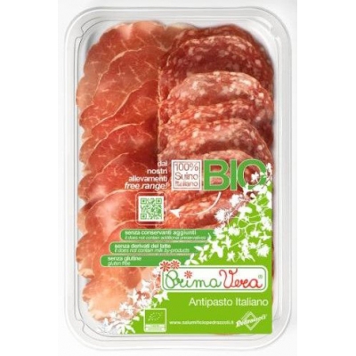 KARCZEK DOJRZEWAJĄCY COPPA DI PARMA I SALAMI MILANO MIX PLASTRY BEZGLUTENOWY BIO 70 g - PRIMAVERA