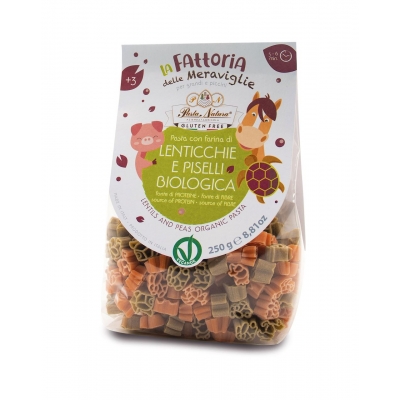 MAKARON (Z SOCZEWICY I GROSZKU DLA DZIECI) ZWIERZĘTA BEZGLUTENOWY BIO 250 g - PASTA NATURA