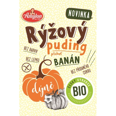 BUDYŃ RYŻOWY Z DYNIĄ O SMAKU BANANOWYM BEZGLUTENOWY BIO 40 g - AMYLON