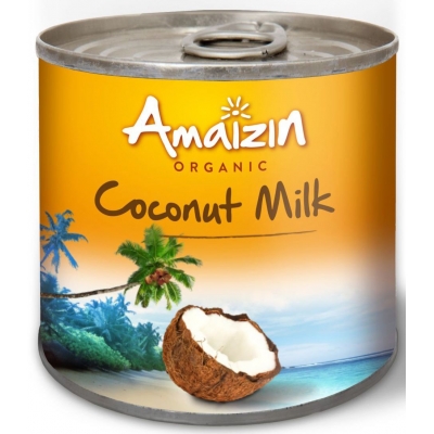 COCONUT MILK - NAPÓJ KOKOSOWY BEZ GUMY GUAR (17 % TŁUSZCZU) BIO 200 ml (PUSZKA) - AMAIZIN