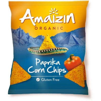 CHIPSY KUKURYDZIANE O SMAKU PAPRYKOWYM BEZGLUTENOWE BIO 75 g - AMAIZIN